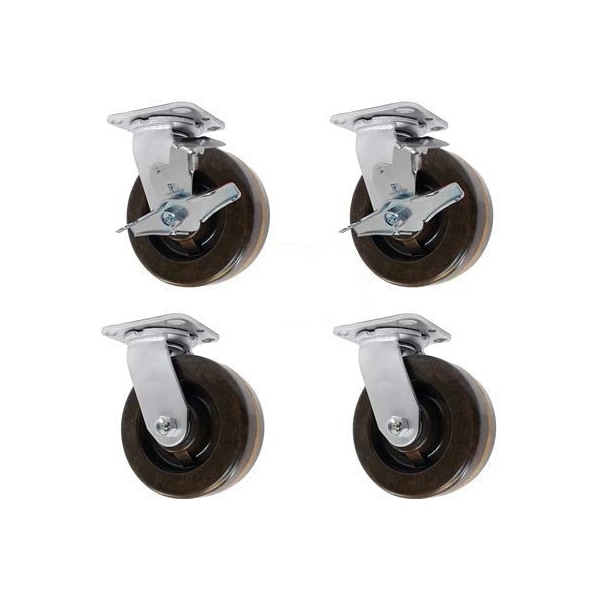 Casterhq 6"x2" HIGH Temperature PHENOLIC Wheel, Swivel Caster, 2 w, PK4 HD-HTSO6ASB - main